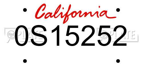 0S15252 California License Plate