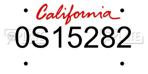 0S15282 California License Plate