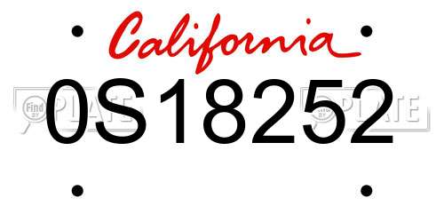 0S18252 California License Plate