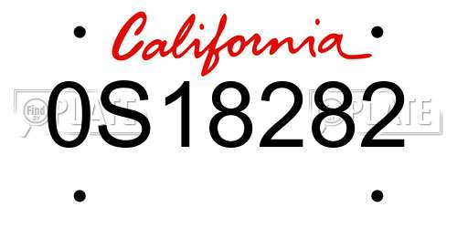 0S18282 California License Plate