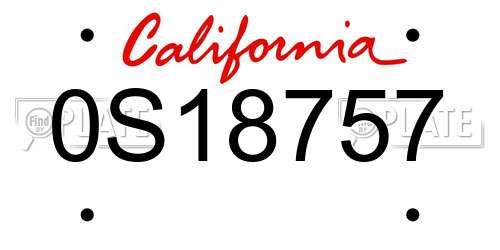 0S18757 California License Plate