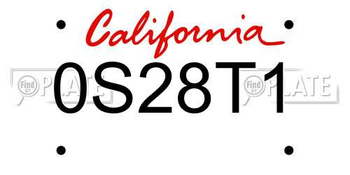 0S28T1 California License Plate