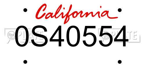 0S40554 California License Plate