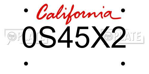 0S45X2 California License Plate