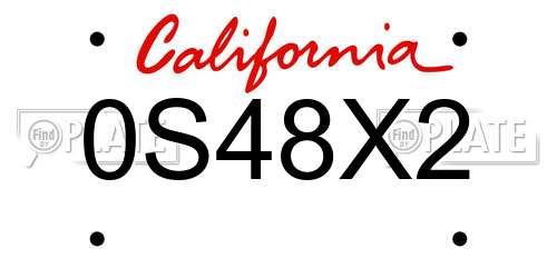 0S48X2 California License Plate
