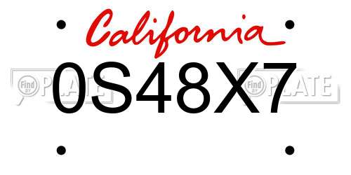0S48X7 California License Plate