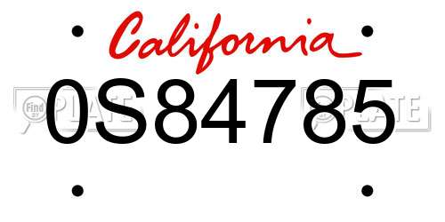 0S84785 California License Plate