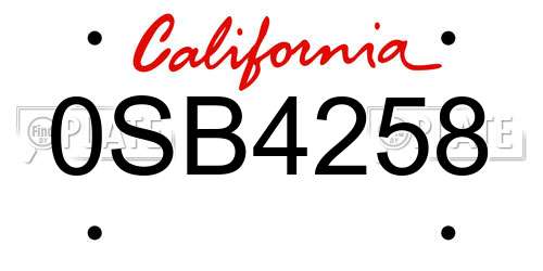 0SB4258 California License Plate