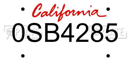 0SB4285 California License Plate