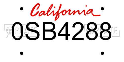 0SB4288 California License Plate