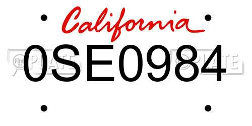 0SE0984 California License Plate