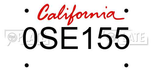 0SE155 California License Plate