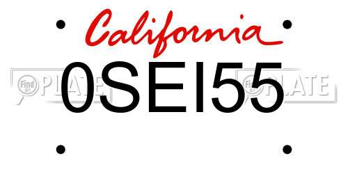 0SEI55 California License Plate