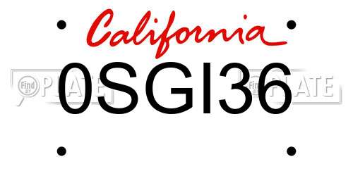 0SGI36 California License Plate