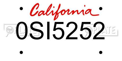 0SI5252 California License Plate