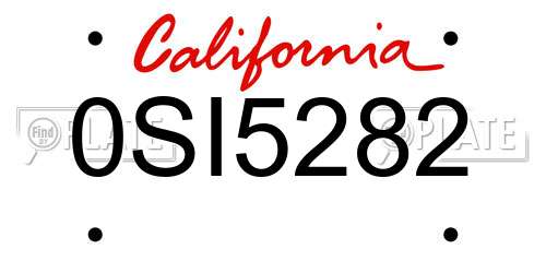 0SI5282 California License Plate