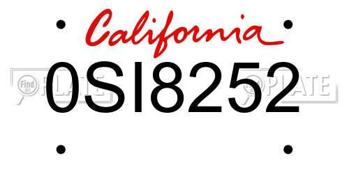 0SI8252 California License Plate