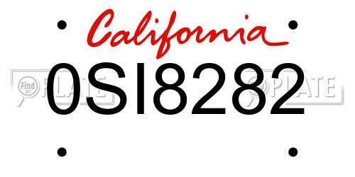 0SI8282 California License Plate