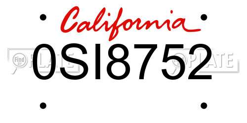 0SI8752 California License Plate