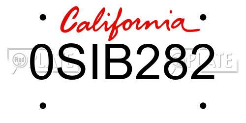 0SIB282 California License Plate