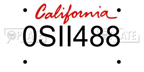 0SII488 California License Plate