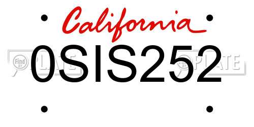 0SIS252 California License Plate