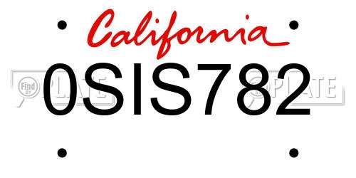 0SIS782 California License Plate