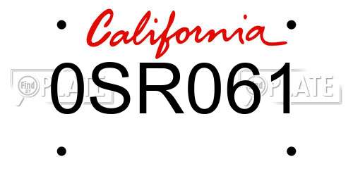 0SR061 California License Plate