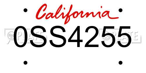 0SS4255 California License Plate