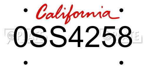0SS4258 California License Plate