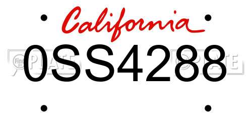 0SS4288 California License Plate