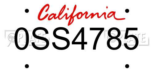 0SS4785 California License Plate