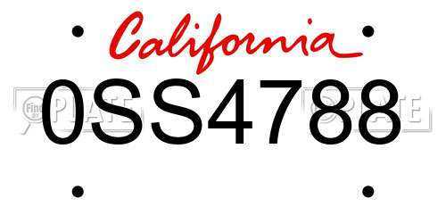 0SS4788 California License Plate