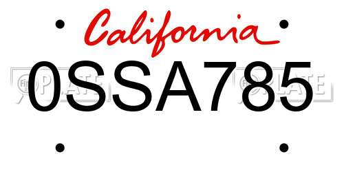 0SSA785 California License Plate