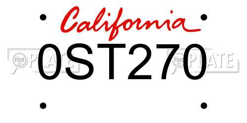 0ST270 California License Plate