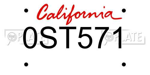 0ST571 California License Plate