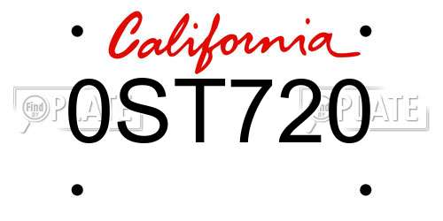 0ST720 California License Plate