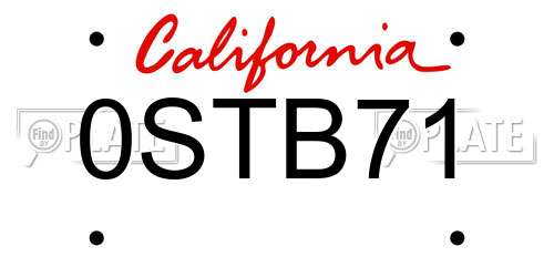 0STB71 California License Plate
