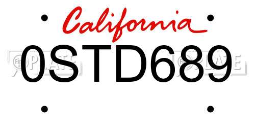 0STD689 California License Plate