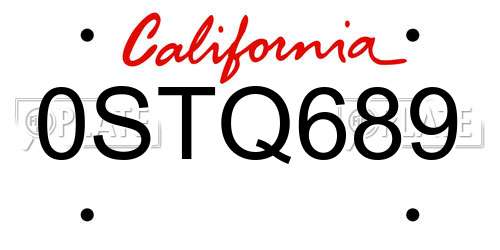 0STQ689 California License Plate