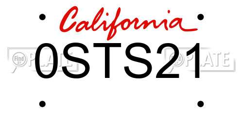 0STS21 California License Plate