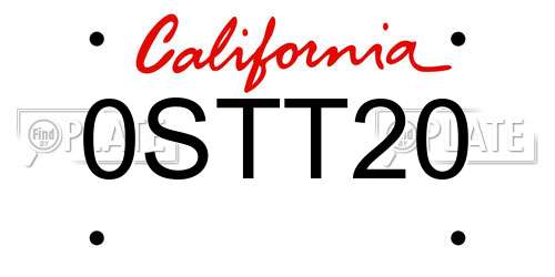 0STT20 California License Plate
