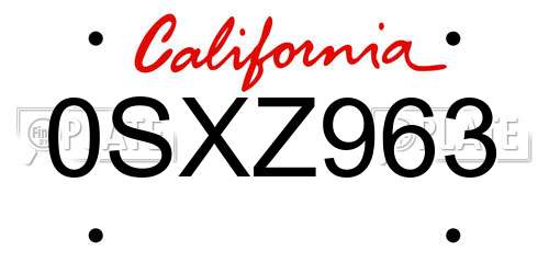 0SXZ963 California License Plate