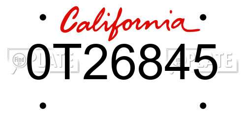 0T26845 California License Plate