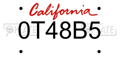 0T48B5 California License Plate