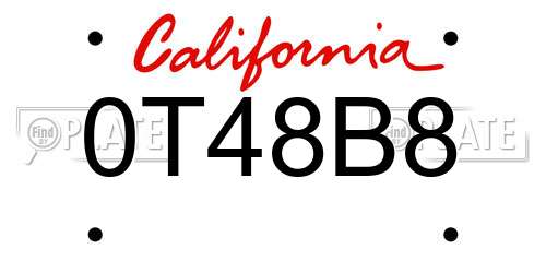 0T48B8 California License Plate