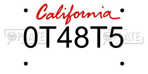 0T48T5 California License Plate