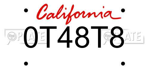 0T48T8 California License Plate
