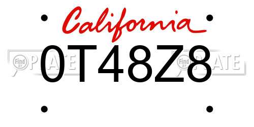 0T48Z8 California License Plate