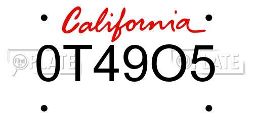 0T49O5 California License Plate